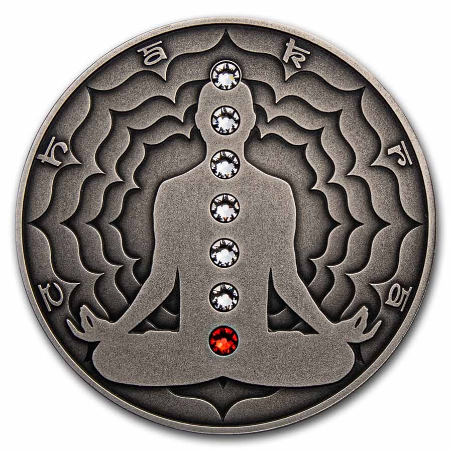 2021 Cameroon 2 oz Silver Antique Chakra; Muladhara
